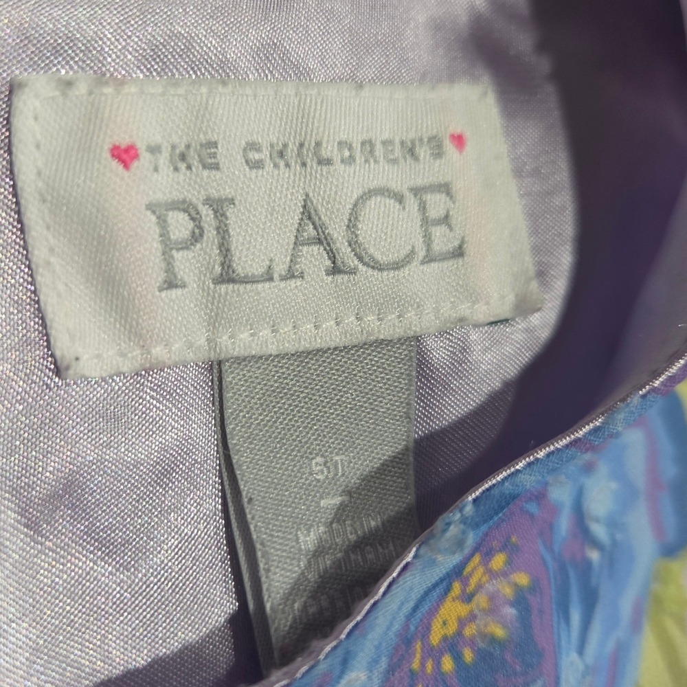 The Childrens Place Girls Purple Floral Clip Dot Tiered Dress 5T Lavender Rose - Picture 3 of 5